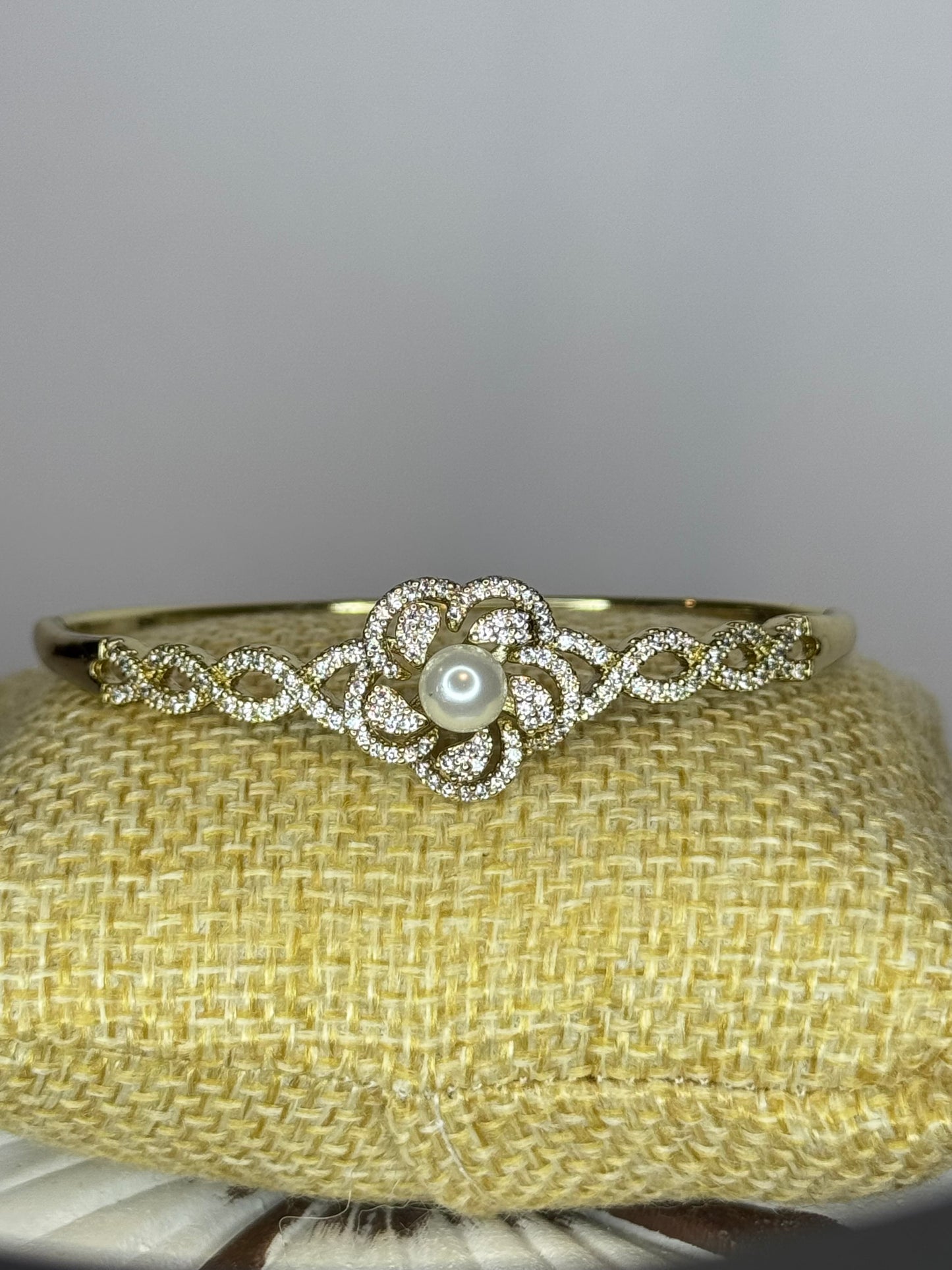 Bangle Bracelet with Pearls