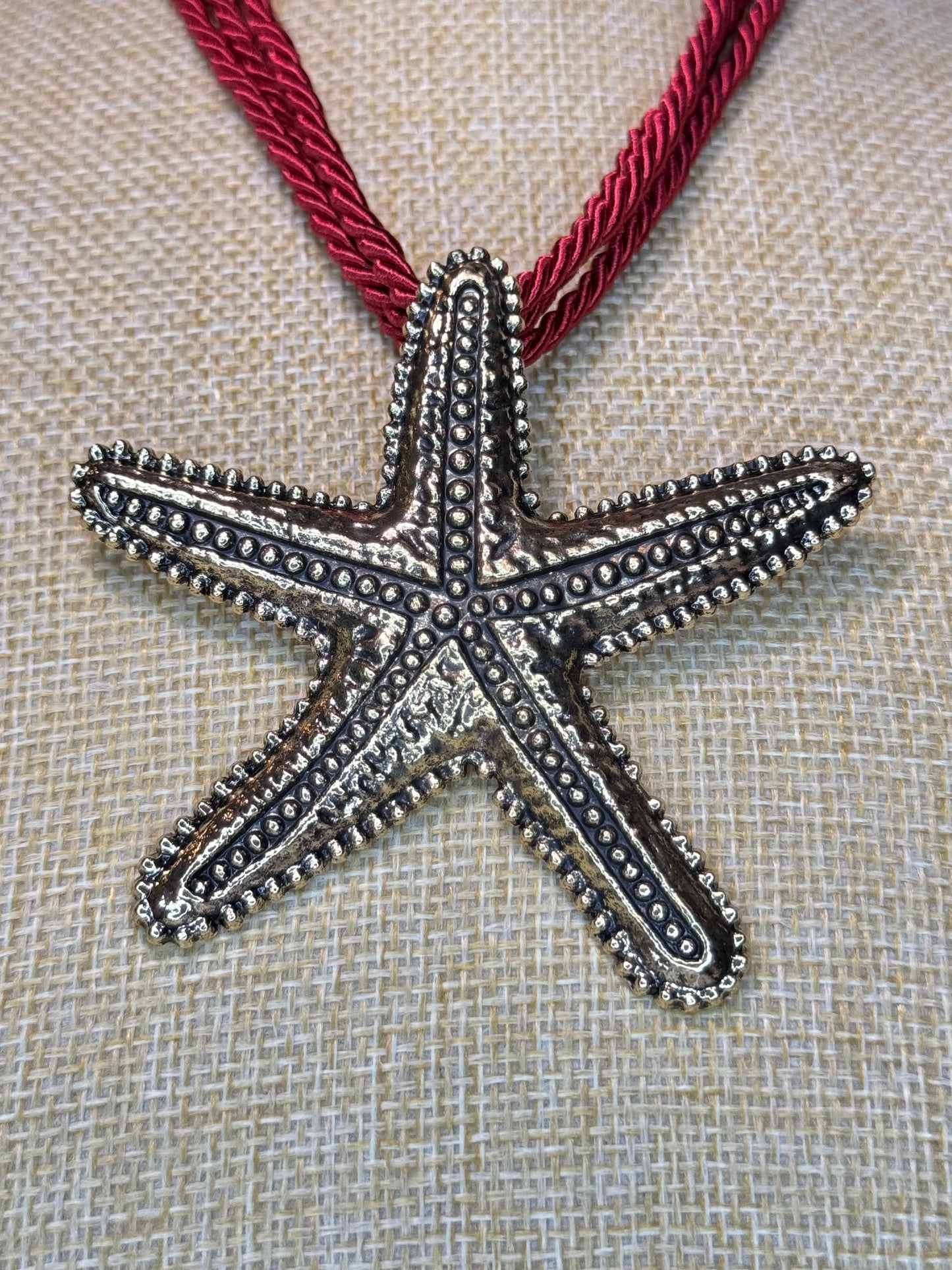 Starfish cord necklace and earrings set