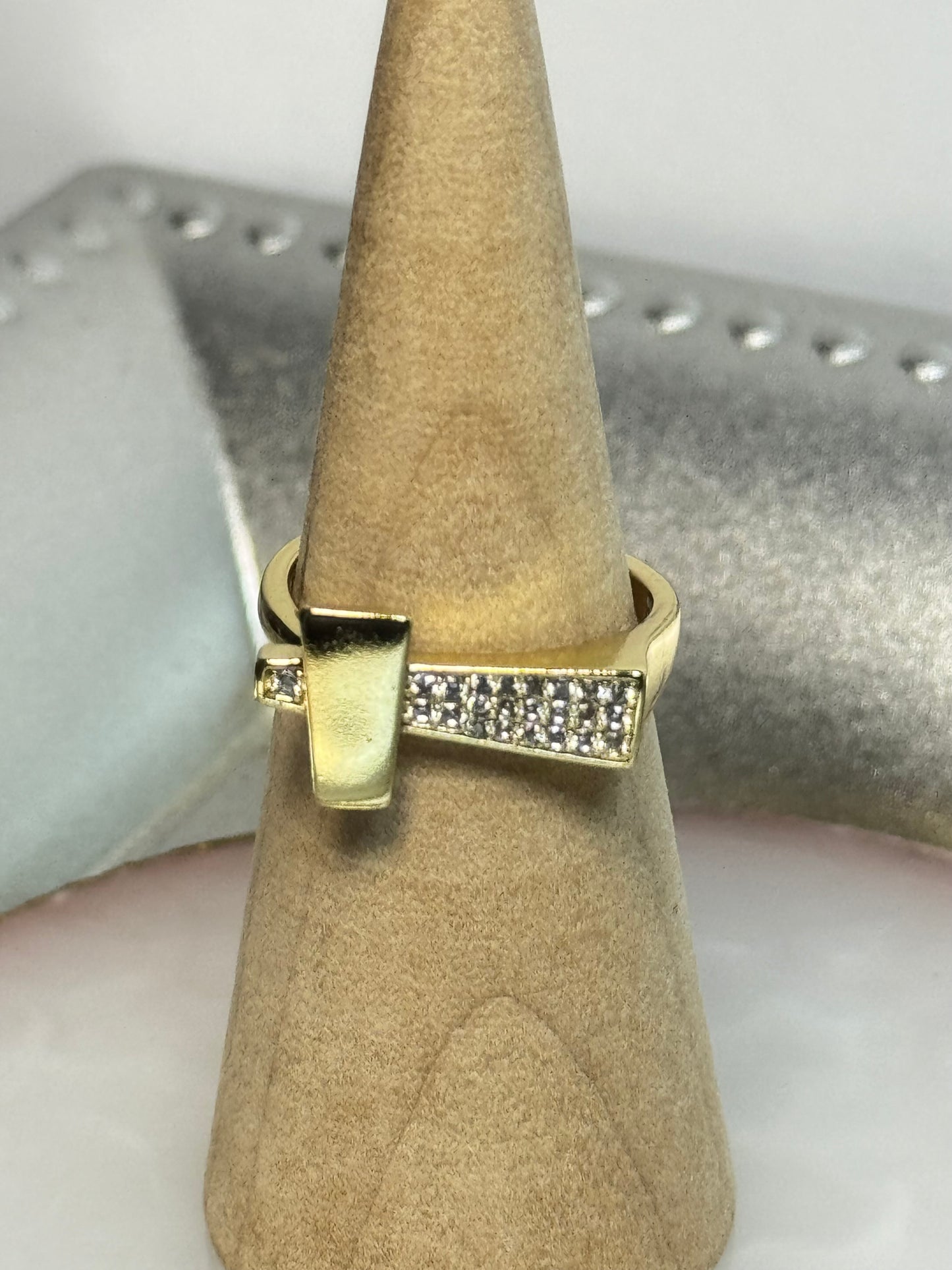 Elegant Cross with Diamond Accent Ring