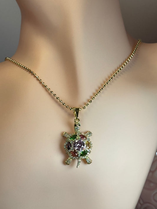 Elegant beaded necklace with turtle charm