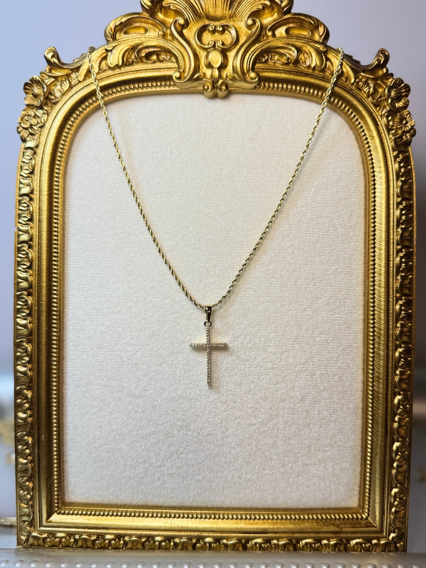 Delicate Cross Necklace with zirconia