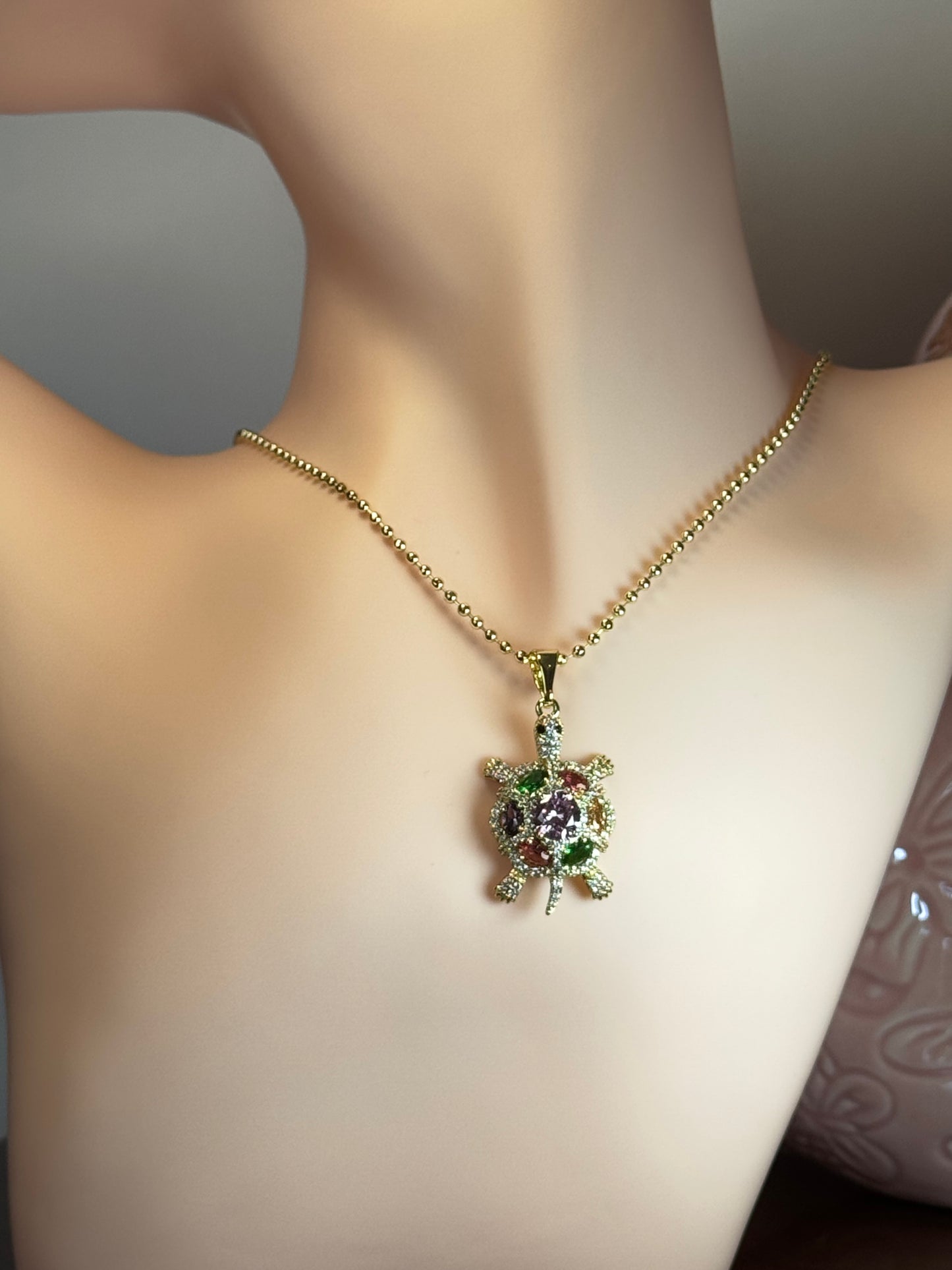Elegant beaded necklace with turtle charm