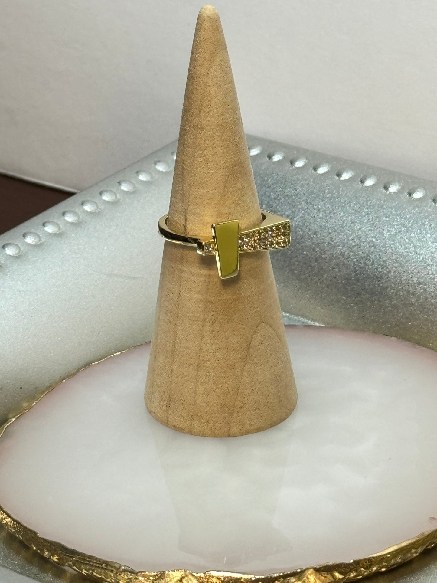 Elegant Cross with Diamond Accent Ring