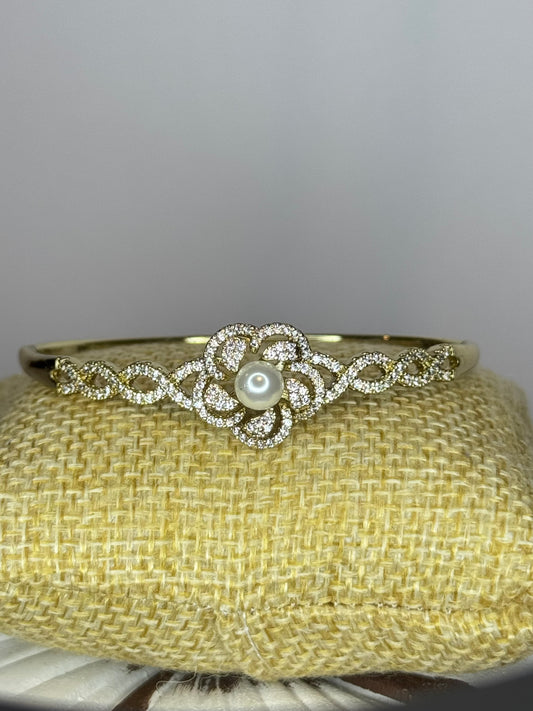 Bangle Bracelet with Pearls