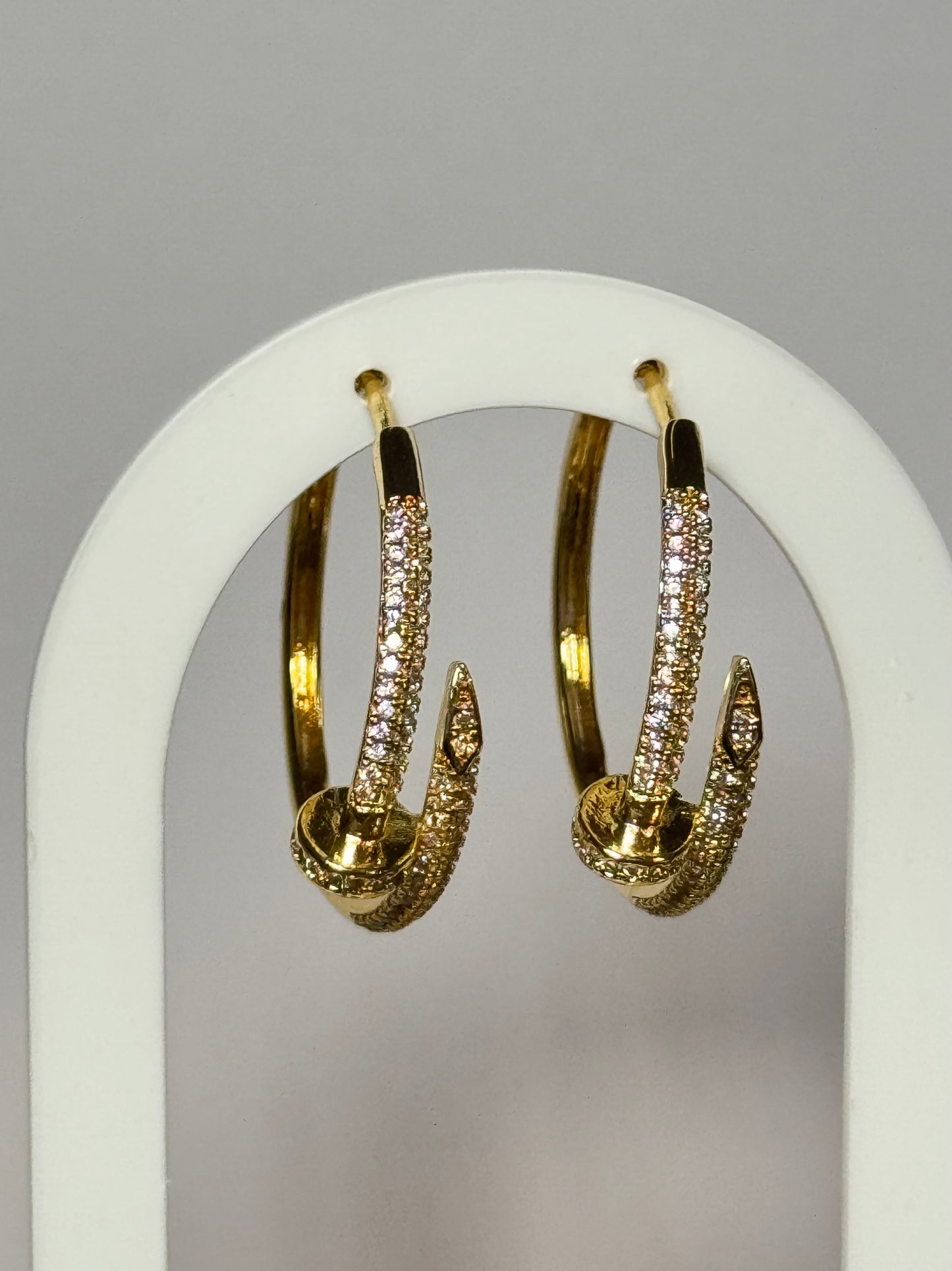 Luxury Nail Hoop Earrings