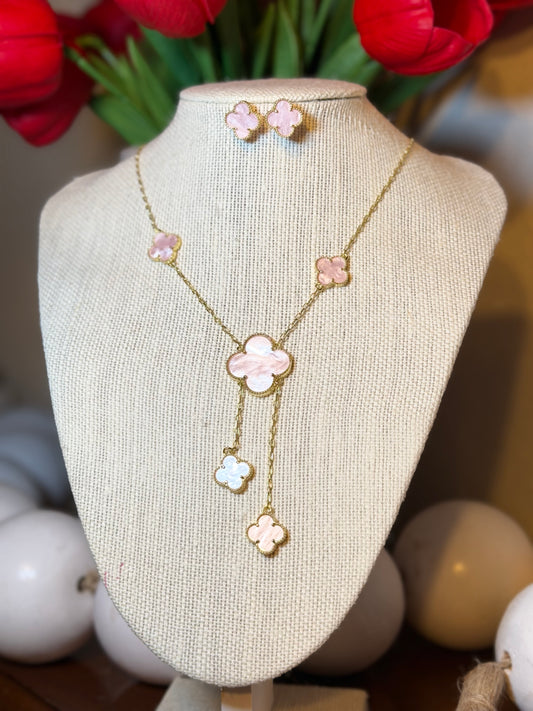 Pink Clover Elegant Jewelry Set